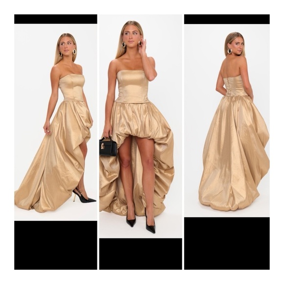 Show Me Your MuMu Tatum Gold Taffeta High Low Skirt NWOT - Picture 1 of 14